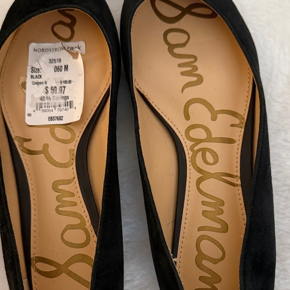 Sam Edelman Black Pointed Toe Flats Classic Chic Ballet Flats - Size 6W - Picture 11 of 11